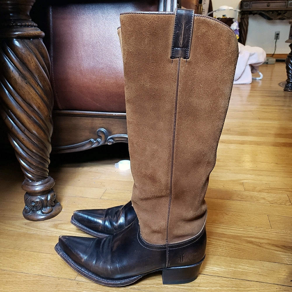 Vtg FRYE Womens Brown Suede Leather Pull On